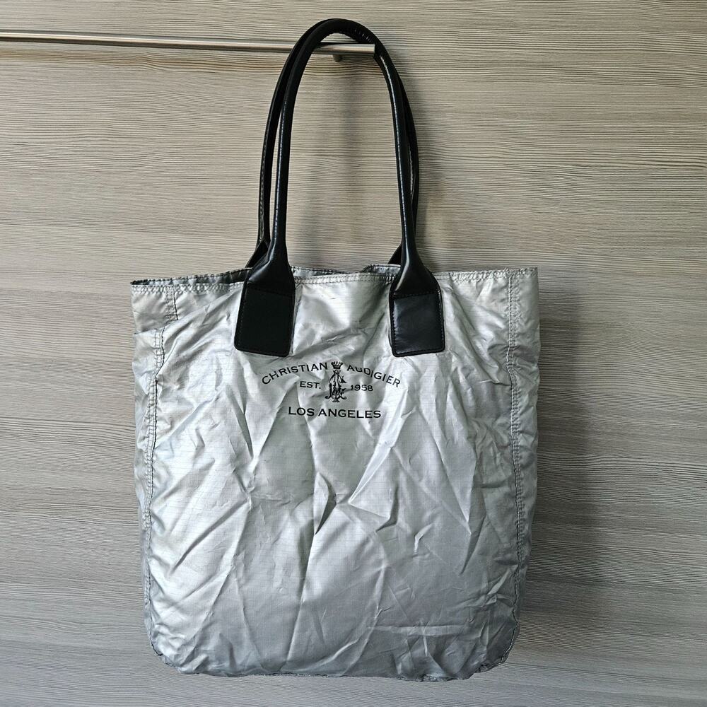Christian Audigier Y2K Silver Tote Bag Rose Queen Geisha Ed Hardy Graphic Print‎ - Picture 3 of 16